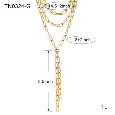 Modern Style Simple Style Solid Color Stainless Steel Plating Three-Dimensional 18k Gold Plated Women'S Three Layer Necklace