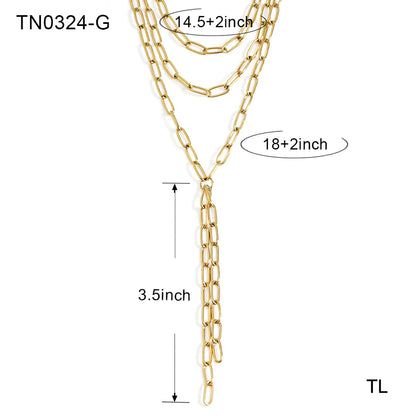 Modern Style Simple Style Solid Color Stainless Steel Plating Three-Dimensional 18k Gold Plated Women'S Three Layer Necklace