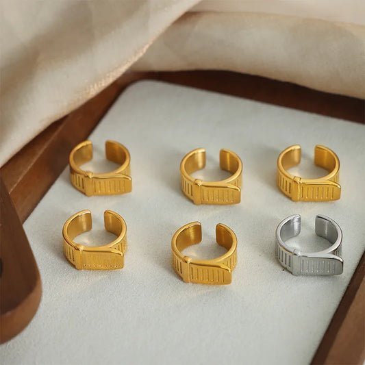 Wholesale Jewelry Modern Style Simple Style Solid Color Titanium Steel 18K Gold Plated Plating Open Rings