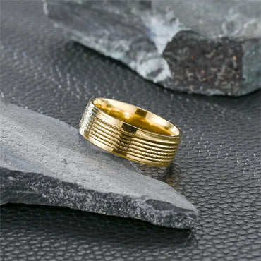 Modern Style Simple Style Solid Color Titanium Steel Polishing Plating Carving 18K Gold Plated Men'S Rings