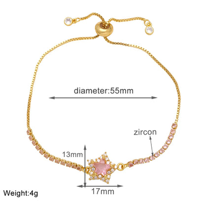 Modern Style Simple Style Star Copper Plating Inlay Zircon 18k Gold Plated Bracelets