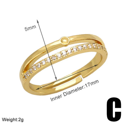 Modern Style Simple Style Star Copper Plating Inlay Zircon 18k Gold Plated Rings