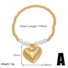 Modern Style Simple Style Star Heart Shape Lock 18K Gold Plated Artificial Pearl Copper Wholesale Bracelets