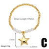 Modern Style Simple Style Star Heart Shape Lock 18K Gold Plated Artificial Pearl Copper Wholesale Bracelets