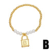 Modern Style Simple Style Star Heart Shape Lock 18K Gold Plated Artificial Pearl Copper Wholesale Bracelets