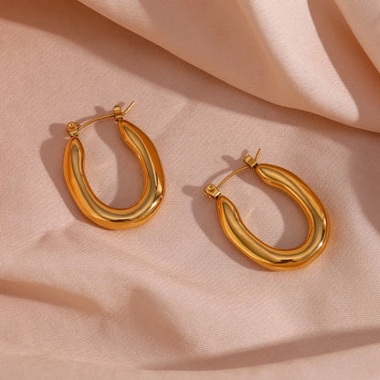 Modern Style Simple Style U Shape Stainless Steel Plating 18k Gold Plated Women's Hoop Earrings