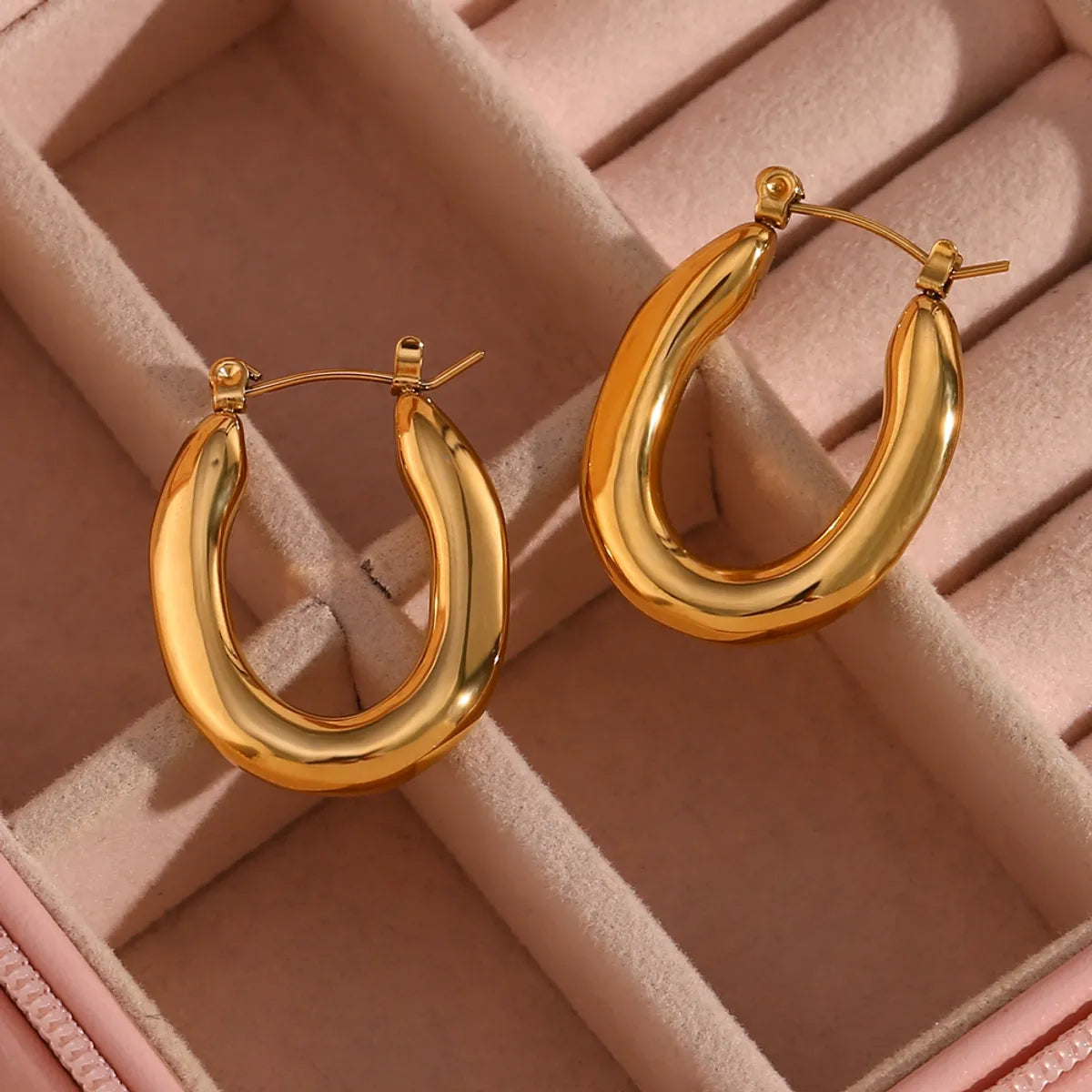 Modern Style Simple Style U Shape Stainless Steel Plating 18k Gold Plated Women's Hoop Earrings