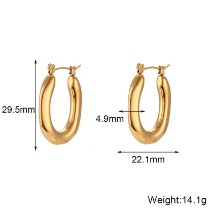 Modern Style Simple Style U Shape Stainless Steel Plating 18k Gold Plated Women's Hoop Earrings