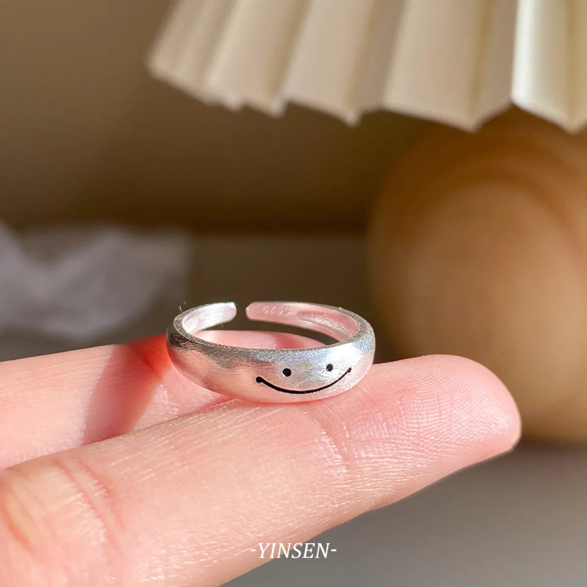 Modern Style Smiley Face Sterling Silver Plating Open Rings