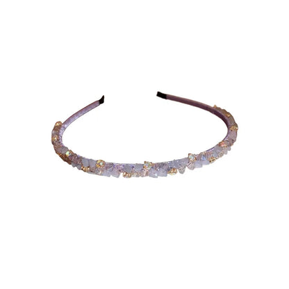 Modern Style Solid Color Artificial Gemstones Alloy Diamond Hair Band