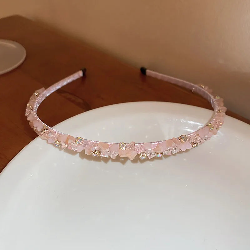 Modern Style Solid Color Artificial Gemstones Alloy Diamond Hair Band