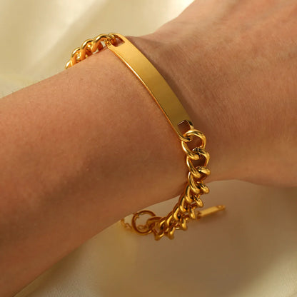 Modern Style Solid Color 201 Stainless Steel 18K Gold Plated Bangle In Bulk