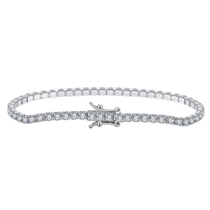 Modern Style Solid Color Sterling Silver Inlay Zircon Tennis Bracelet