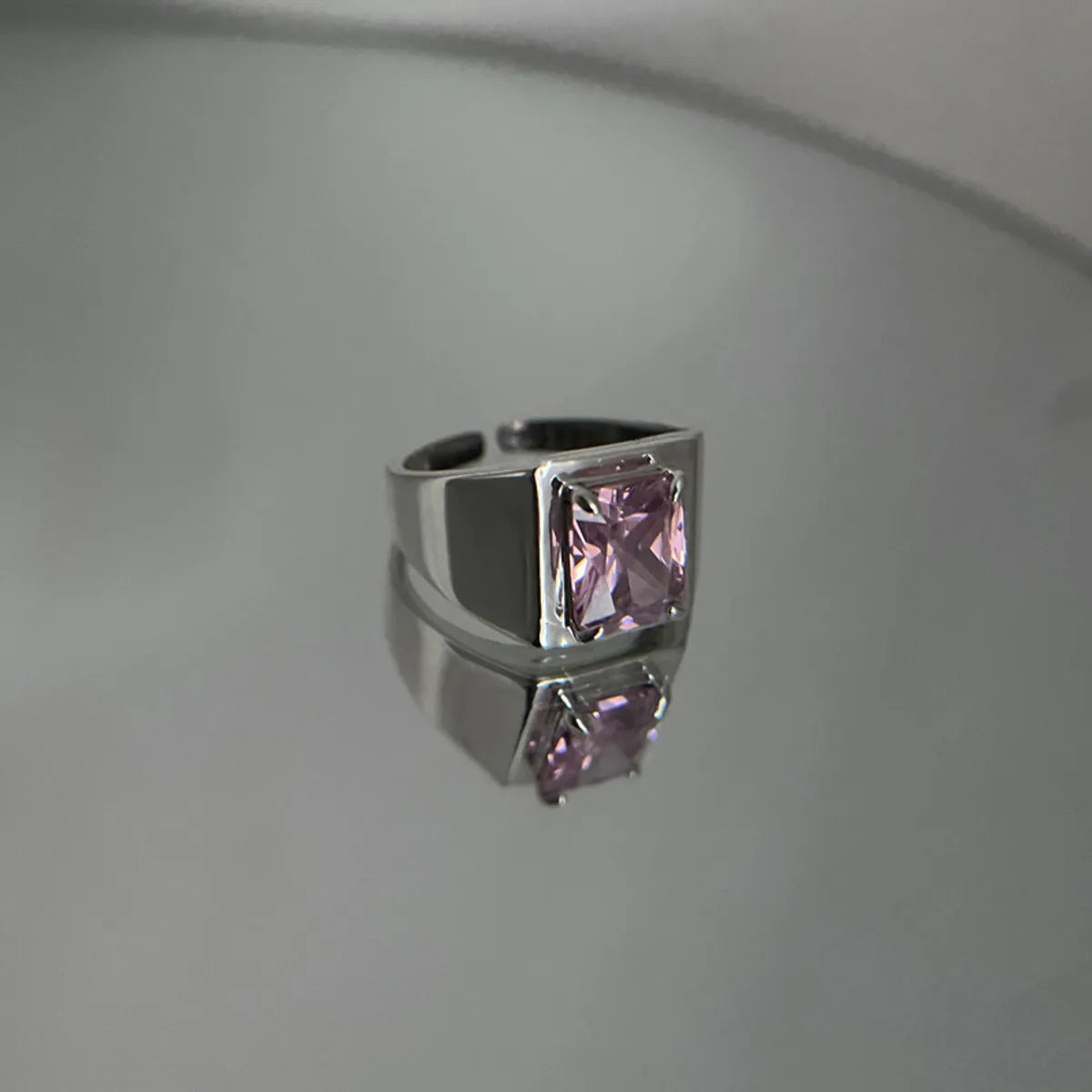 Modern Style Square Copper Inlay Zircon Open Rings