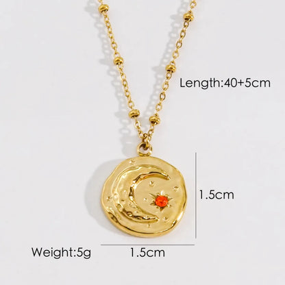 304 Stainless Steel 14K Gold Plated Modern Style Plating Star Natural Stone Pendant Necklace