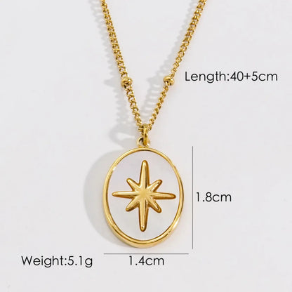 304 Stainless Steel 14K Gold Plated Modern Style Plating Star Natural Stone Pendant Necklace