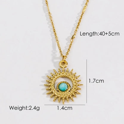 304 Stainless Steel 14K Gold Plated Modern Style Plating Star Natural Stone Pendant Necklace