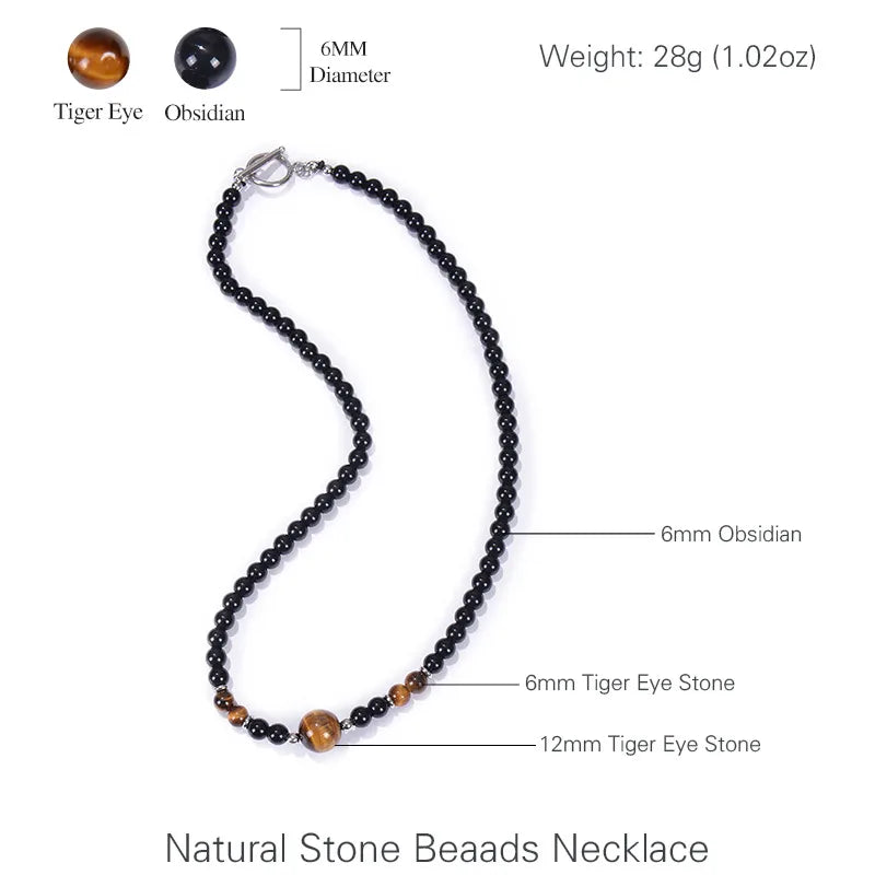 Modern Style Streetwear Geometric Tiger Eye Obsidian Unisex Necklace