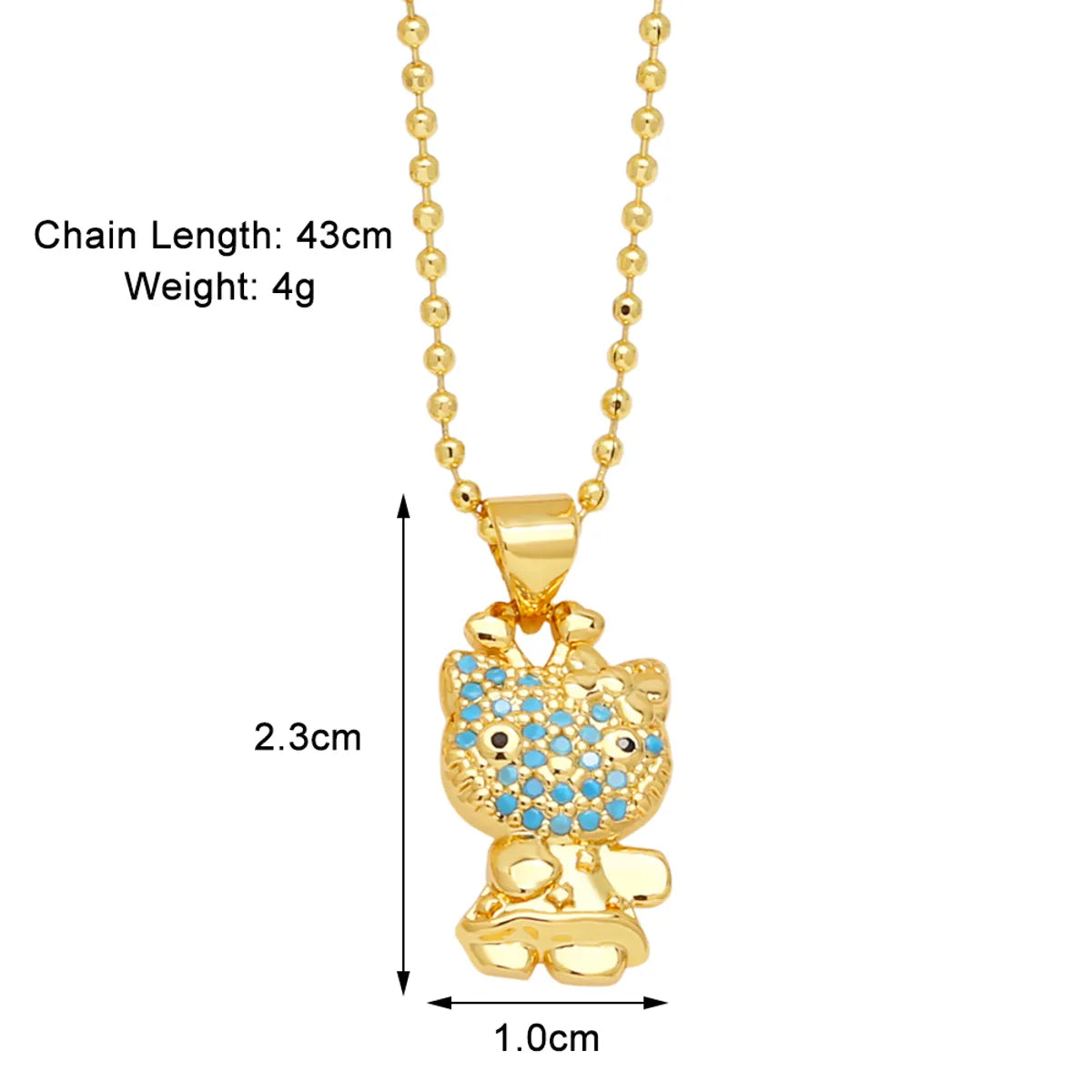 Modern Style Streetwear Little Bear Copper Plating Inlay Zircon 18k Gold Plated Pendant Necklace