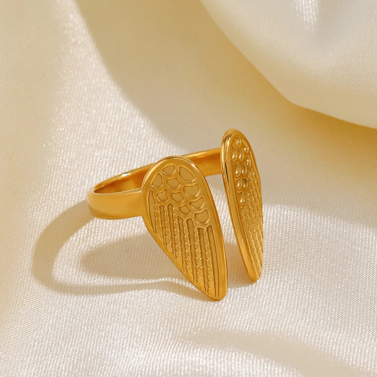 304 Stainless Steel 18K Gold Plated Modern Style Streetwear Plating Wings Open Rings