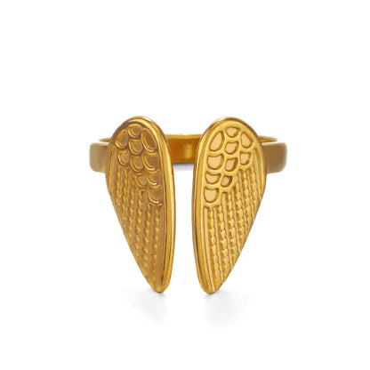 304 Stainless Steel 18K Gold Plated Modern Style Streetwear Plating Wings Open Rings