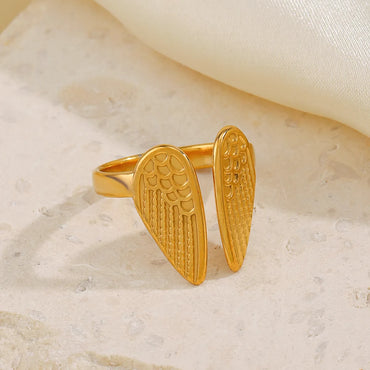 304 Stainless Steel 18K Gold Plated Modern Style Streetwear Plating Wings Open Rings