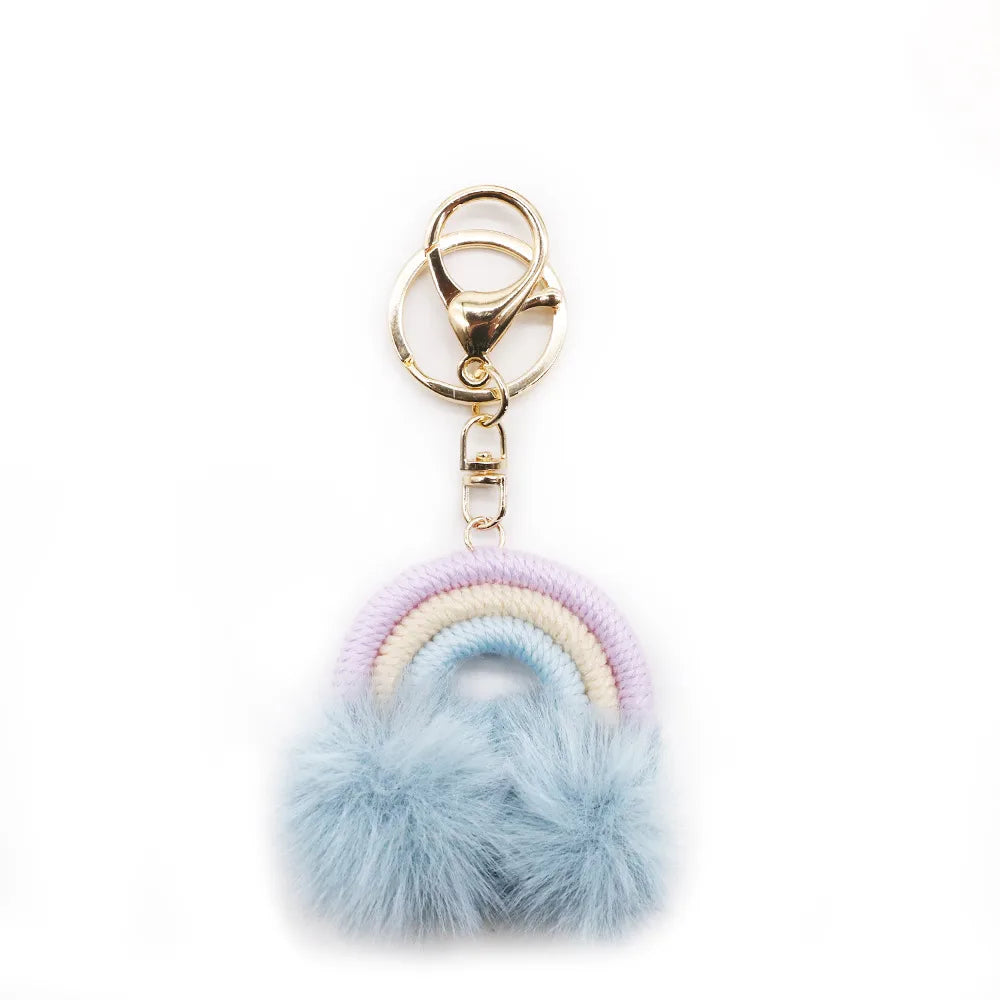 Modern Style Stripe Cotton Women'S Bag Pendant Keychain