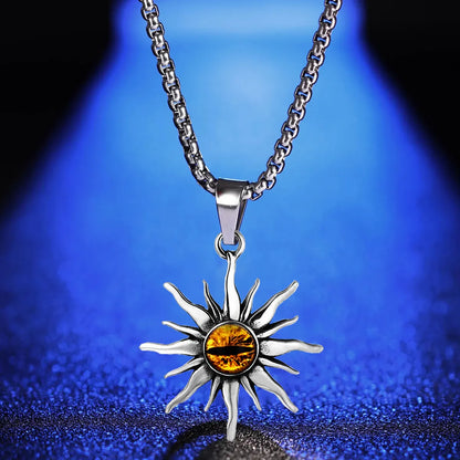 Modern Style Sun Stainless Steel Alloy Plating Men's Pendant Necklace