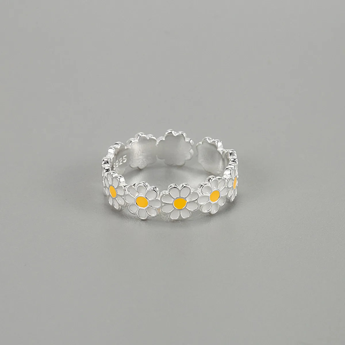 Modern Style Sweet Daisy Sterling Silver Plating Open Rings