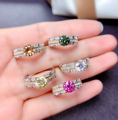 Moissan Diamond Ring Hearts And Arrows High Carbon Diamond Pink Color Treasure Ring