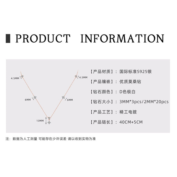 Moissanite Bracelet 925 Sterling Silver Plated 18K Gold Four Leaf Clover Classic Natural Style Women's Jewelry