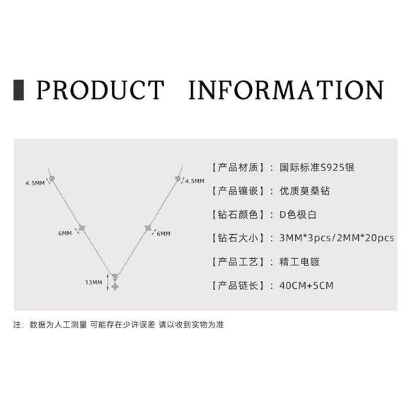 Moissanite Bracelet 925 Sterling Silver Plated 18K Gold Four Leaf Clover Classic Natural Style Women's Jewelry