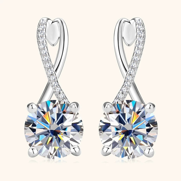 Moissanite Earrings S925 Sterling Silver Geometric High Sense Electroplating For Women