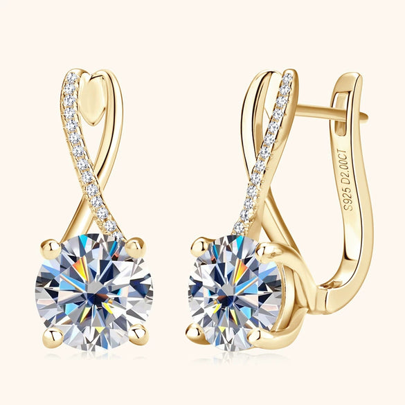 Moissanite Earrings S925 Sterling Silver Geometric High Sense Electroplating For Women