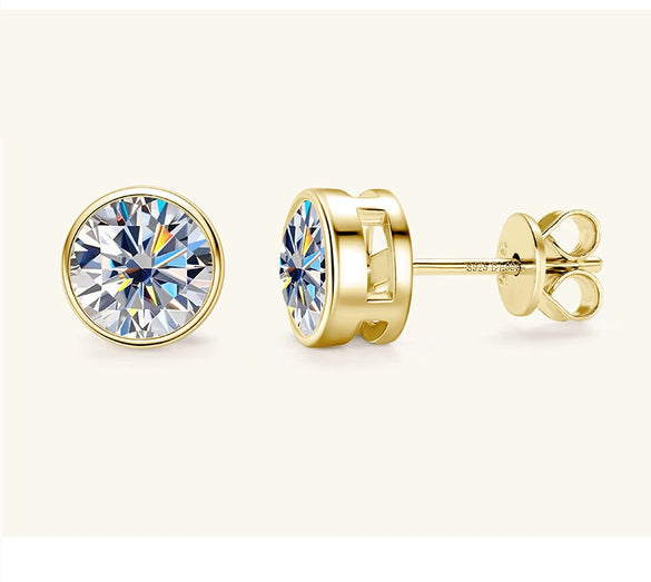Moissanite Earrings Silver Geometric Electroplating For Girls High Sense