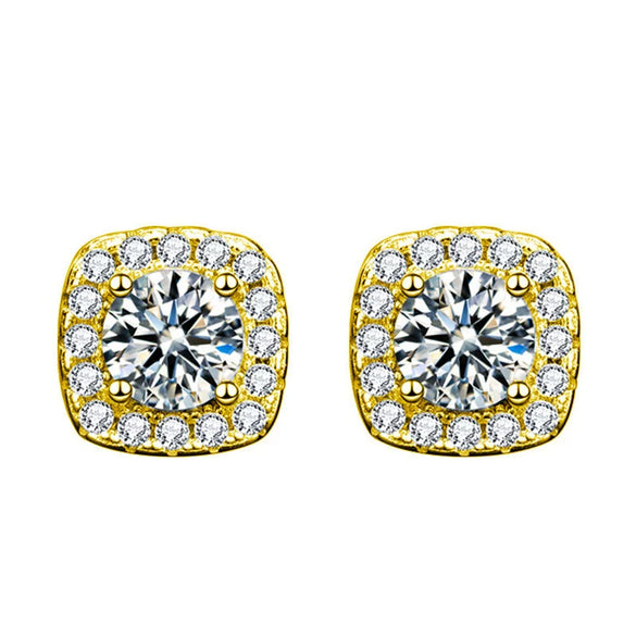 Moissanite Geometric 925 Sterling Silver Goldplated Electroplated Women's Earrings