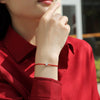 Moissanite Inlaid Red Rope Bracelet S925 Silver Geometric Style Couple's