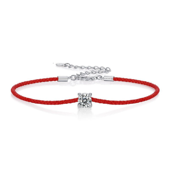 Moissanite Inlaid Red Rope Guardian Rope Bracelet Fashion Geometric Style For Women