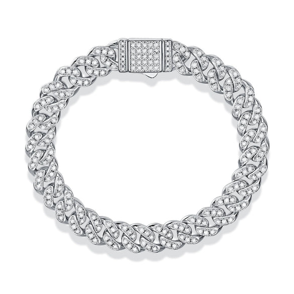 Moissanite Inlaid 925 Silver Geometric Fashion Tennis Bracelet
