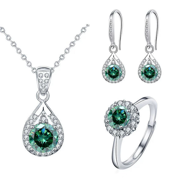 Moissanite Jewelry Set With 925 Sterling Silver Water Drop Design For Women