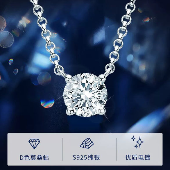 Moissanite Necklace S925 Sterling Silver Geometric Light Luxury Women's