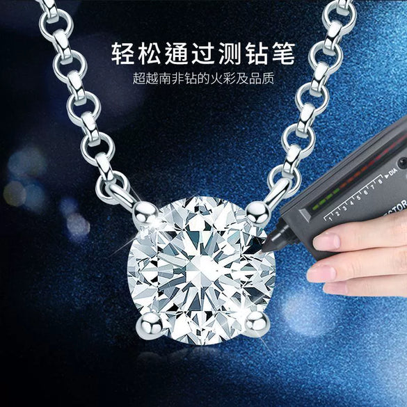 Moissanite Necklace S925 Sterling Silver Geometric Light Luxury Women's