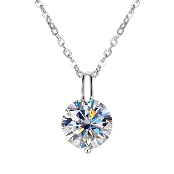 Moissanite Necklace S925 Sterling Silver Gold Plated Geometric O Shaped Chain Electroplating Light Luxury Style Women's
