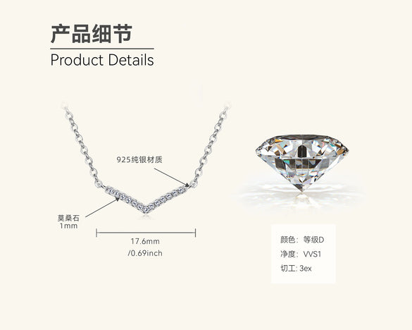 Moissanite Necklace S925 Sterling Silver Gold Plated Geometric O Shaped Chain Electroplating Light Luxury Style Women's