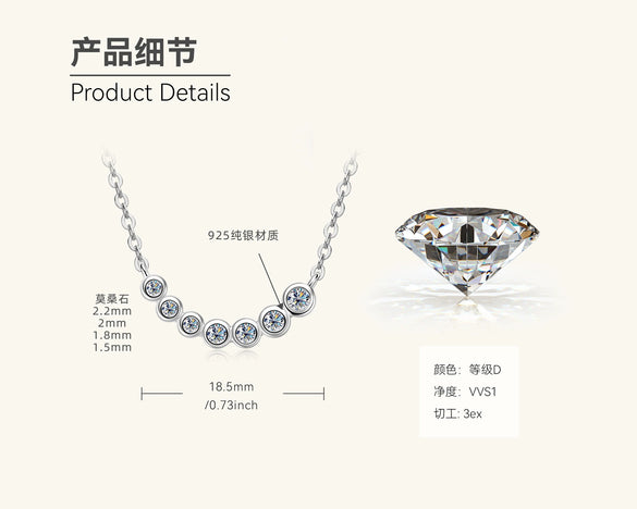 Moissanite Necklace S925 Sterling Silver Gold Plated Geometric O Shaped Chain Electroplating Light Luxury Style Women's