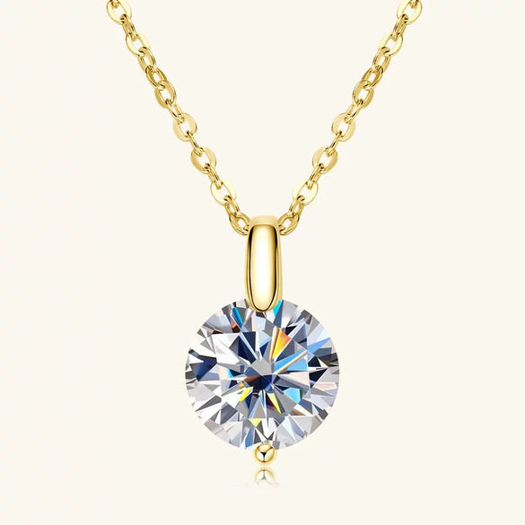 Moissanite Necklace S925 Sterling Silver Gold Plated Geometric O Shaped Chain Electroplating Light Luxury Style Women's