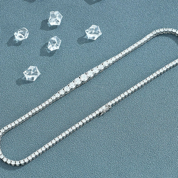 Moissanite Necklace 925 Silver Geometric Design