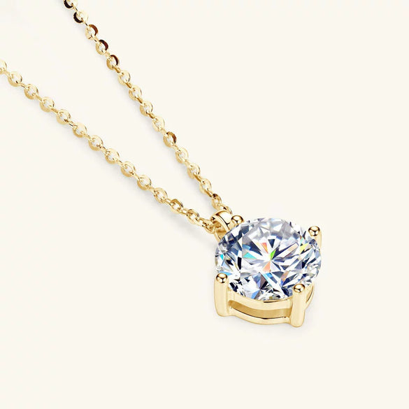 Moissanite Necklace 925 Sterling Silver Gold Plated Geometric Pattern Fourclaw Electroplating Oshaped Chain Women's Jewelry