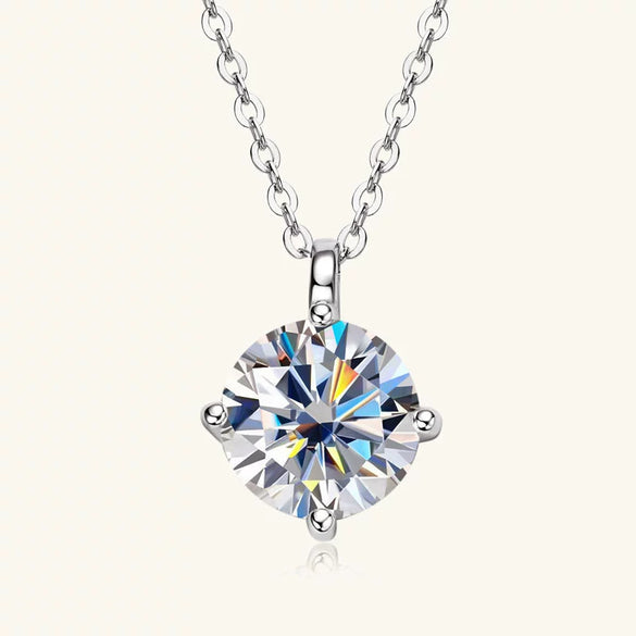 Moissanite Necklace 925 Sterling Silver Gold Plated Geometric Pattern Fourclaw Electroplating Oshaped Chain Women's Jewelry