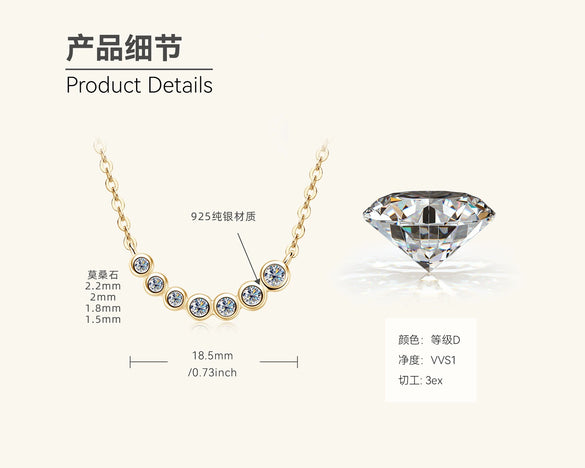 Moissanite Necklace 925 Sterling Silver Gold Plated Geometric Pattern Fourclaw Electroplating Oshaped Chain Women's Jewelry